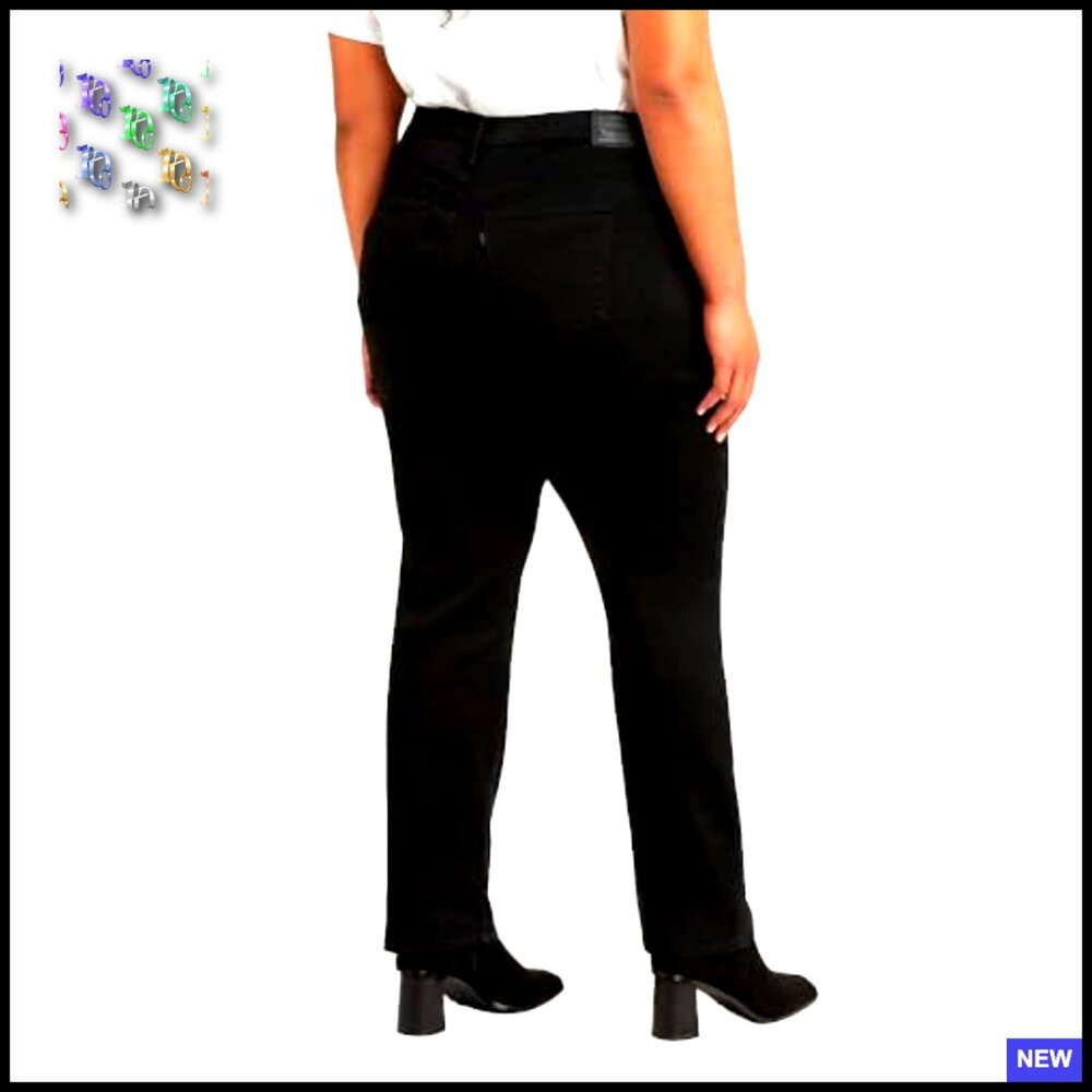 High Rise Straight Jeans Classic Fit Sculpting Comfort Stretch Denim - Picture 3 of 5